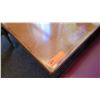 Image 3 : Rectangular Wood Table (48x30) w/Metal Base, 2 Carved Wooden Banquette Seats (45x20x58)