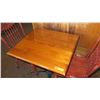 Image 2 : Hardwood Table (30 x 27) w/ Metal Base, 2 Carved Hi-Back Wooden Chairs