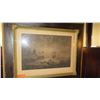 Image 2 : Old Framed Print: Black and White (Anchored Ships/Sinking Ships at Bay), Gilt Frame