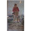 Image 2 : Framed Watercolor 'Pioneer', (Artist Serafino?) 17x24 Black Gilded Frame