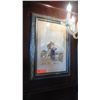 Image 1 : Framed Watercolor 'Pioneer Couple', (Artist Serafino?) 17x24 Black GildedFrame
