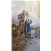 Image 2 : Framed Watercolor 'Pioneer Couple', (Artist Serafino?) 17x24 Black GildedFrame