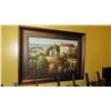 Image 1 : Framed Original Oil Painting: 'Tuscan Homes' (Artist Degos?) 47x35, Brown Frame