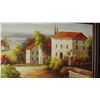 Image 3 : Framed Original Oil Painting: 'Tuscan Homes' (Artist Degos?) 47x35, Brown Frame