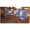 Image 1 : Qty 4 Bar Height Chairs - Upholstered, Blue, Wood Frame (46"H)