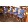 Image 2 : Qty 4 Bar Height Chairs - Upholstered, Blue, Wood Frame (46"H)