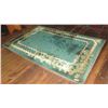 Image 1 : Large Area Rug - Green w/Floral Garland Border (111.5" x  72.5")