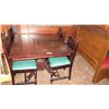 Image 1 : Square Hardwood Table (42x42) w/Carved Pedestal Base & Clawfoot Detail, 4 Chairs