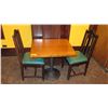Image 1 : Rectangular Hardwood Table (30 x 27) w/Round Metal Base and 2 Chairs