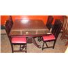 Image 1 : Square Hardwood Table (42x42) w/Carved Pedestal Base & Clawfoot Detail, 4 Chairs
