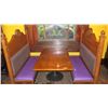 Image 1 : Rectangular Hardwood Table w/Round Metal Base (60.5"L x 35.5"W) and 2 Wood-Framed Banquette Seats