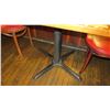 Image 2 : Rectangular Hardwood Table w/Metal Base (27"L x 30"W), 2 Chairs (32.5"H), Round Seats