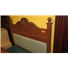 Image 1 : Banquette Seat - Green Padded Seat & Backrest, Carved Hardwood Frame (60.5"L)