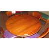 Image 2 : Round Hardwood Table 47" dia, Carved Pedestal Base, Clawfoot Detail, 4 Curved-Back Chairs