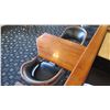 Image 2 : Koa Wood Table (29x46x28H) w/2 Upholstered Wood Chairs w/Metal Studs