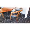 Image 8 : Koa Wood Table (29x46x28H) w/2 Upholstered Wood Chairs w/Metal Studs