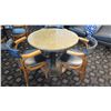 Image 2 : Round Granite Table (24" dia, 28.5" H) w/ 3 Chairs, Upholstered (granite chipped in various areas ar