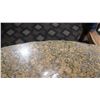 Image 8 : Round Granite Table (24" dia, 28.5" H) w/ 3 Chairs, Upholstered (granite chipped in various areas ar