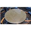 Image 2 : Round Granite Table (24" dia, 28.5" H) w/ 2 Chairs, Upholstered (granite chipped in various areas ar