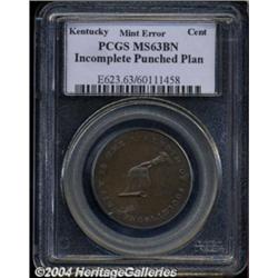(1792-94) TOKEN Kentucky Token, LANCASTER Edge--Incomplete Punched Planchet--MS63 Brown PCGS.