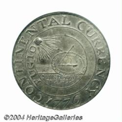 1776 $1 Continental Dollar, CURRENCY, Pewter AU58 PCGS.