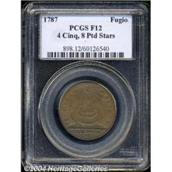 1787 1C Fugio Cent, STATES UNITED, Eight-Pointed Stars Fine 12 PCGS.