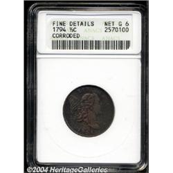 1794 1/2 C --Corroded--ANACS. Fine Details, Net Good 6.