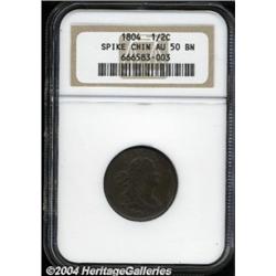 1804 1/2 C Spiked Chin AU50 NGC.