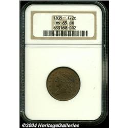 1835 1/2 C MS65 Brown NGC.