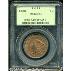 1820 1C Large Date MS64 Red and Brown PCGS.