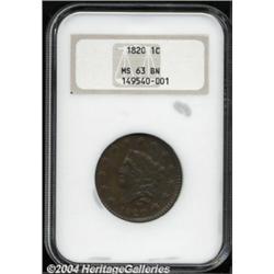 1820 1C Small Date MS63 Brown NGC.
