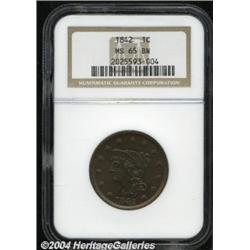 1842 1C Large Date MS65 Brown NGC.