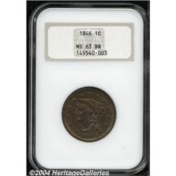 1846 1C Medium Date MS63 Brown NGC.