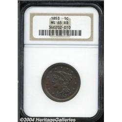 1853 1C MS65 Red and Brown NGC.