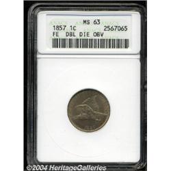 1857 1C --Doubled Die Obverse--MS63 ANACS.