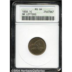 1858 1C Small Letters MS64 ANACS.