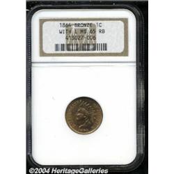 1864 1C L On Ribbon MS65 Red and Brown NGC.