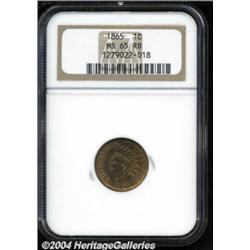 1865 1C Plain 5 MS65 Red and Brown NGC.