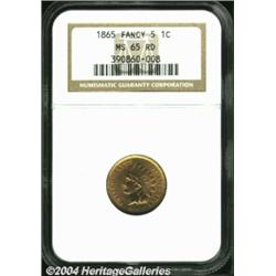 1865 1C Fancy 5 MS65 Red NGC.