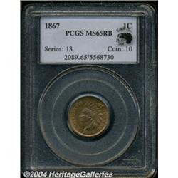 1867 1C MS65 Red and Brown PCGS.