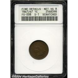 1867/67 1C --Scratched--ANACS. Fine Details, Net VG8.