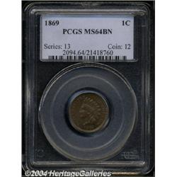 1869 1C MS64 Brown PCGS.