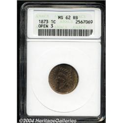 1873 1C Open 3 MS62 Red and Brown ANACS.