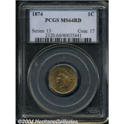 1874 1C MS64 Red PCGS.