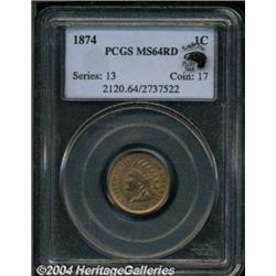 1874 1C MS64 Red PCGS.