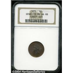 1875 1C MS66 Red and Brown NGC.