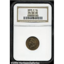 1908-S 1C MS66 Red and Brown NGC.