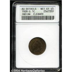 1909-S 1C --Cleaned--ANACS. AU Details, Net XF45.