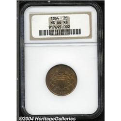 1864 2C Large Motto MS66 Red and Brown NGC.