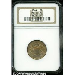 1864 2C Large Motto MS65 Red NGC.